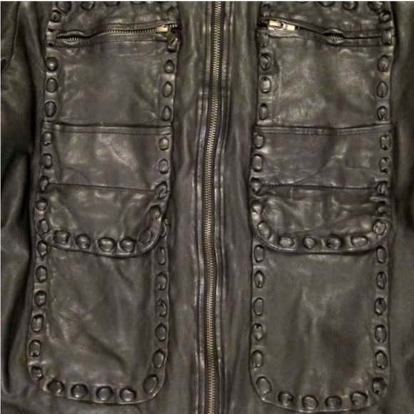 NEW What Goes Around Comes Around Beatriz Whipstitch Leather Jacket - Picture 5 of 5